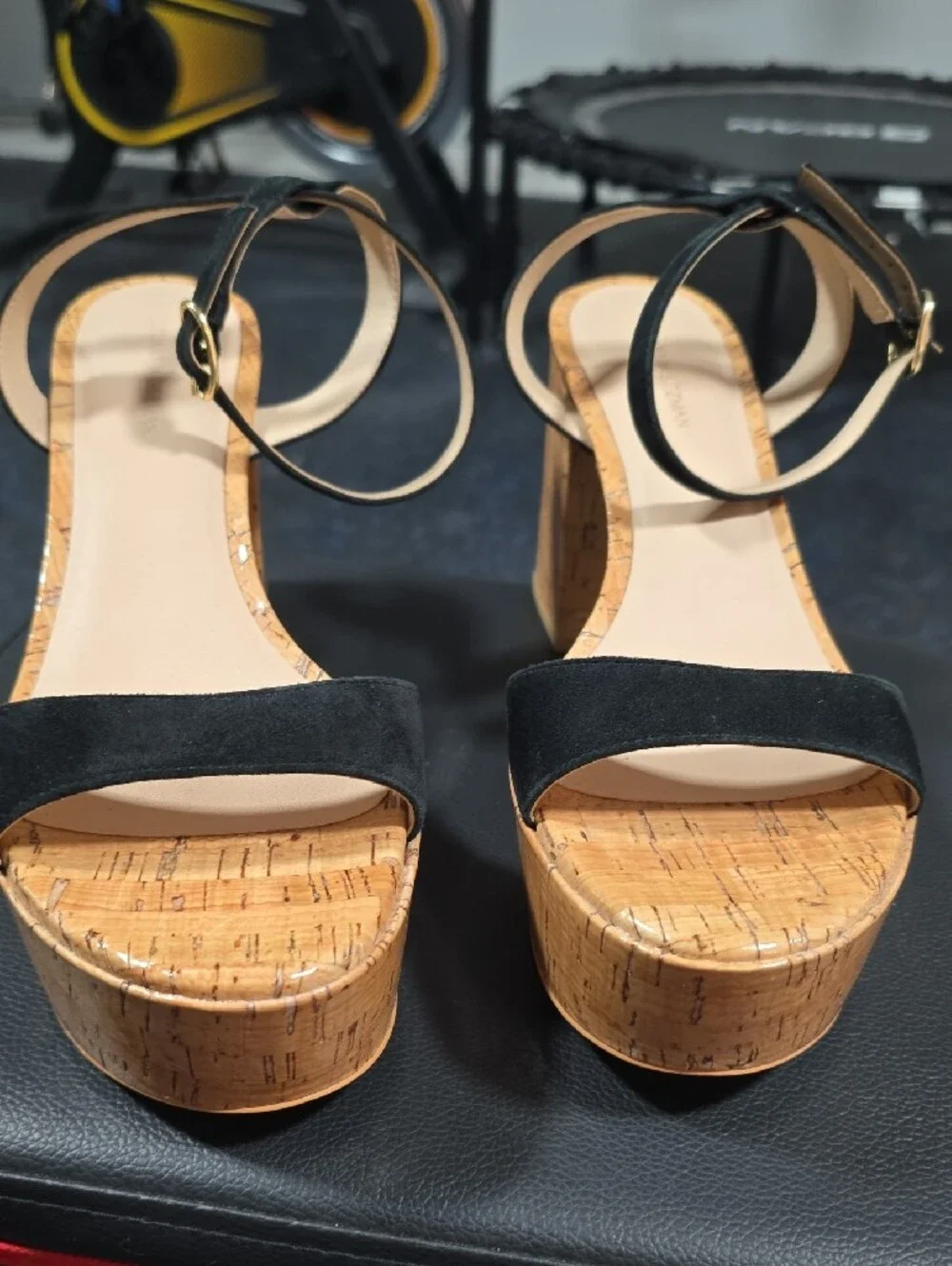 Stuart Weitzman Black Suede Platform Sandals